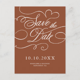 Modern Calligraphy Terracotta boho Save the Date Postkarte