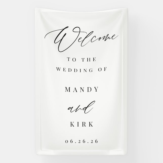 Modern Calligraphy Wedding Welcome Sign Banner (Vertikal)