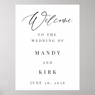Modern Calligraphy Wedding Welcome Sign Poster