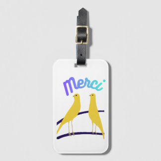 Modern Canary & "Merci" - Japandi Style Art Gepäckanhänger