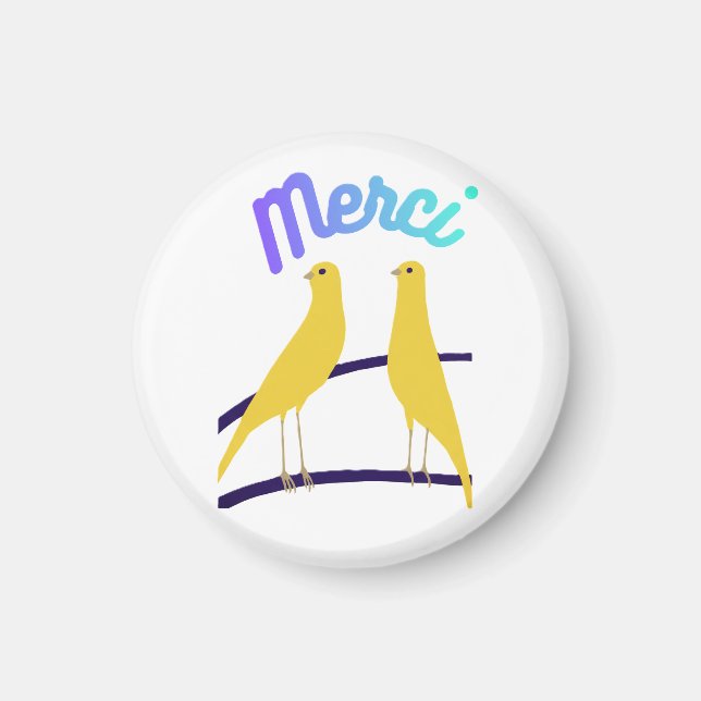 Modern Canary & "Merci" - Japandi Style Art Magnet (Vorne)