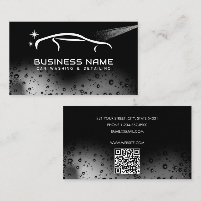 Modern Car Wash Automotive Cleaning Auto Detailing Visitenkarte (Vorne/Hinten)