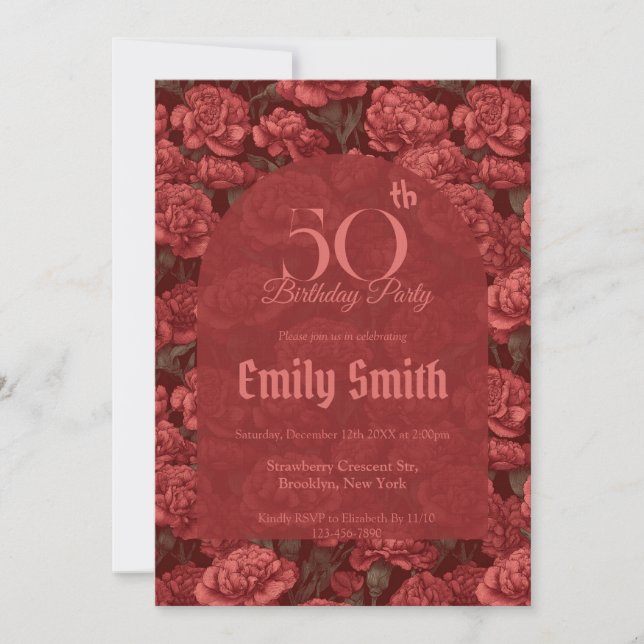 Modern Carnation Floral Girl’S Birthday Einladung (Vorderseite)
