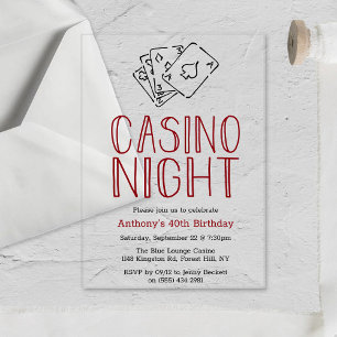 Modern Casino Night Birthday Party Acryleinladungen