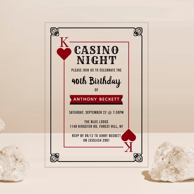 Modern Casino Night Birthday Party Acryleinladungen (Von Creator hochgeladen)