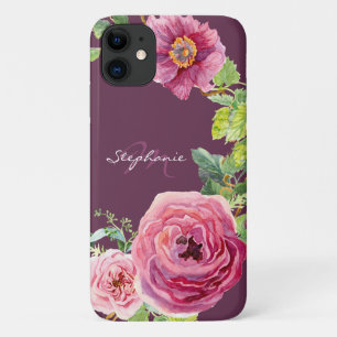 Modern Cassis Pink Peony Rose Floral Watercolor Case-Mate iPhone Hülle