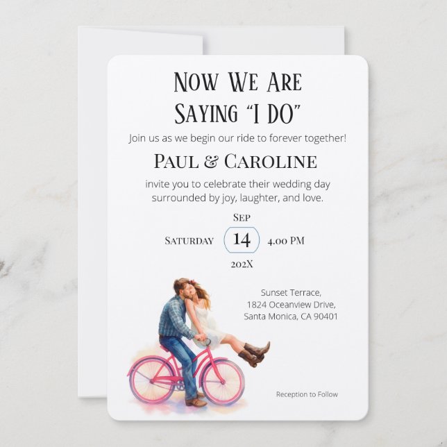 Modern Casual Romantic Couple Wedding Illustration Einladung (Vorderseite)