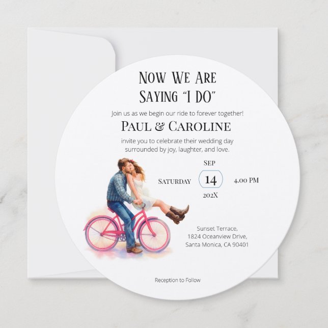 Modern Casual Romantic Couple Wedding Illustration Einladung (Vorderseite)