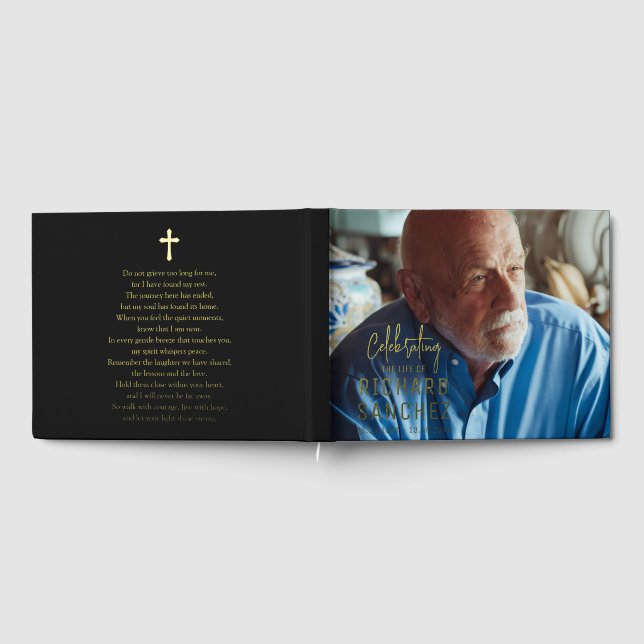 Modern Celebration Of Life Photo Funeral Memorial  Gästebuch (Voll)
