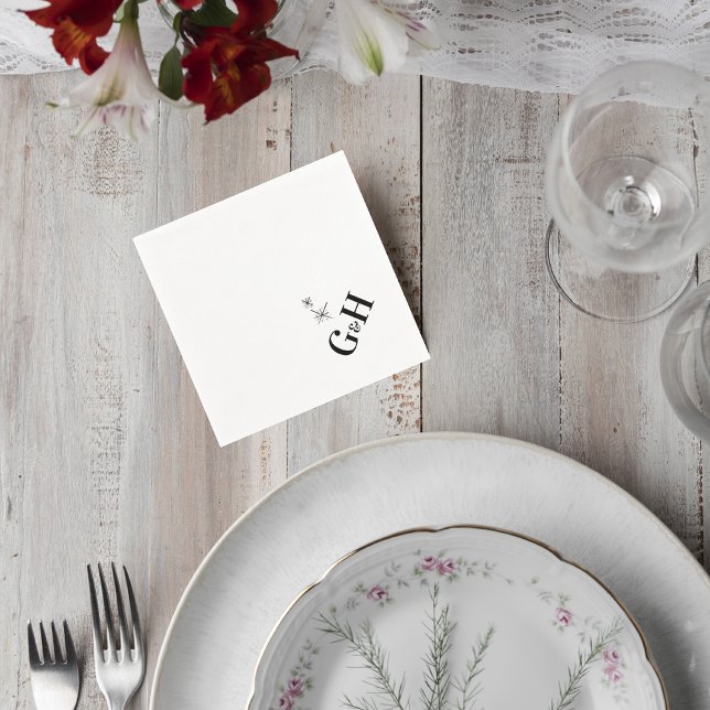 Modern Celestial Monogram Wedding Cocktail Napkin Serviette (Von Creator hochgeladen)