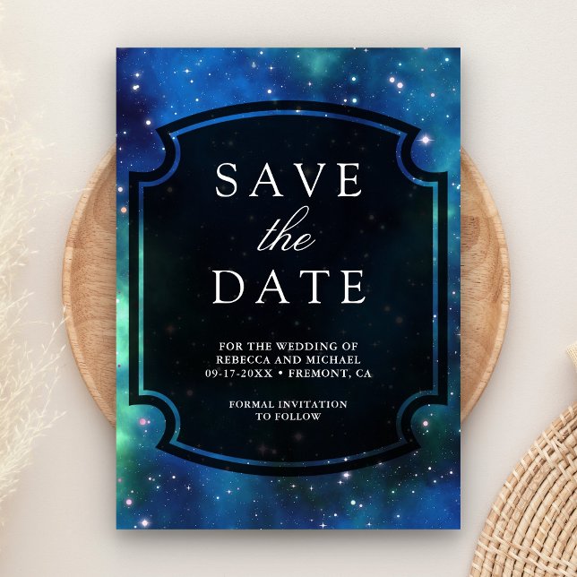 Modern Celestial Space Galaxy Wedding Save The Date (Von Creator hochgeladen)