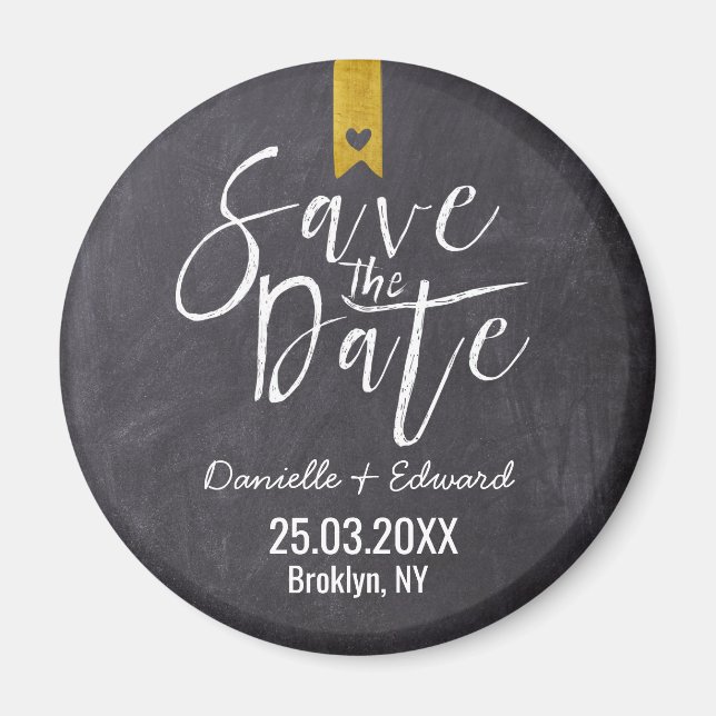 Modern Chalkboard Handwriting Save the Date Magnet (Vorne)