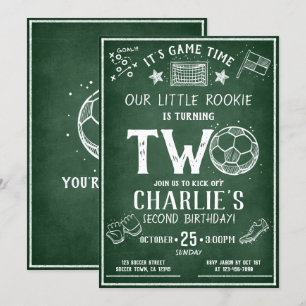 Modern Chalkboard Soccer Alle Star 2. Geburtstag Einladung