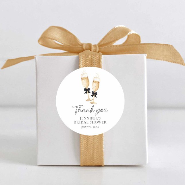 Modern Champagne Vielen Dank Runder Aufkleber (Bubbly Bridal Shower thank you Stickers)