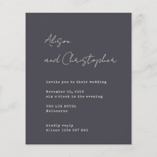 Modern Charcoal Elegant Script Wedding Invitation