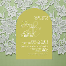 Modern Chartreuse Formal Arch Wedding Einladung