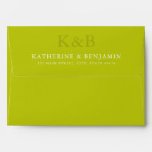 Modern Chartreuse Monogram Minimalist Wedding