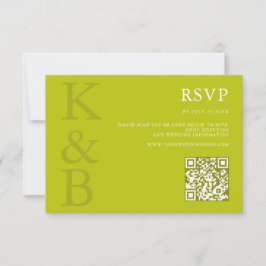 Modern Chartreuse Monogram Minimalist Wedding RSVP Karte