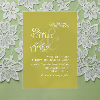 Modern Chartreuse Script Formal Wedding Folieneinladung