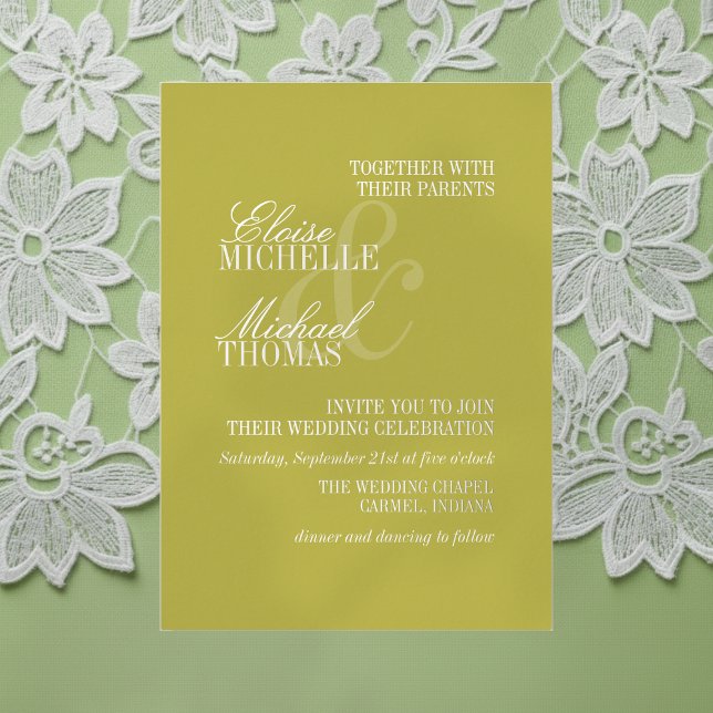 Modern Chartreuse Script Formal Wedding Folieneinladung (Invite guest to your big day with this Modern Script Citrus Green Formal Wedding Foil Invitation! )