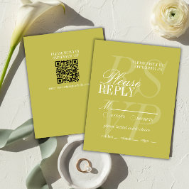 Modern Chartreuse Script Formal Wedding  RSVP Karte