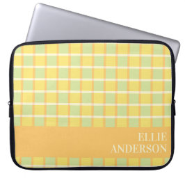 Modern Checker Green Yellow Orange Personalized Laptopschutzhülle