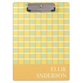 Modern Checker Pastel Green Yellow Orange Custom Klemmbrett