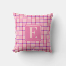 Modern Checker Pink Purple Monogram Kissen