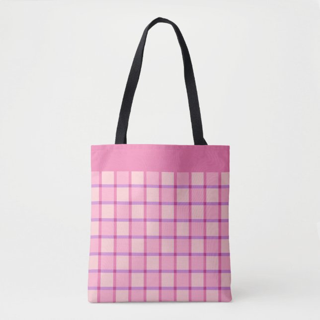 Modern Checker Pink Purple Pattern Tasche (Vorderseite)