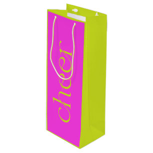 Modern Cheer Fuchsia Pink und Green Geschenktüte Für Weinflaschen