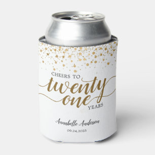 Modern Cheers to Gold White Confetti 21. Geburtsta Dosenkühler
