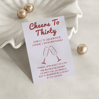 Modern “Cheers to Thirty” Wine 30th Birthday Party Einladung