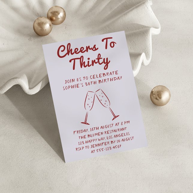 Modern “Cheers to Thirty” Wine 30th Birthday Party Einladung (Von Creator hochgeladen)