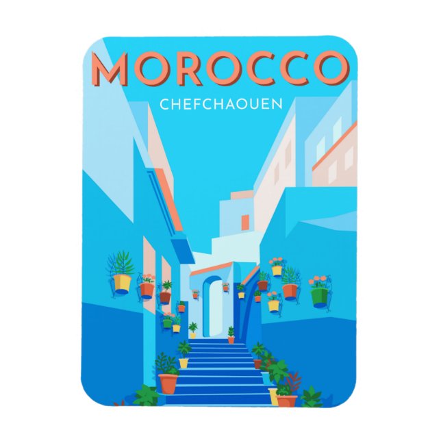 Modern Chefchaouen Marokko Reisen Magnet (Vertikal)