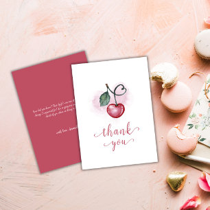 Modern Cherry Berry Sweetheat Baby Shower Dankeskarte
