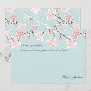 Modern Cherry Blossom Floral Bridal Dankeskarte