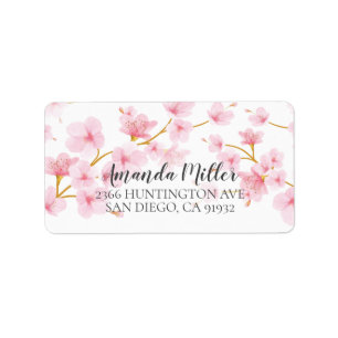 Modern Cherry Blossom Floral Return Address Label Adressaufkleber