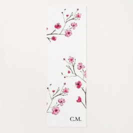 Modern Cherry Blossom Sakura Wasserfarben Blüten Yogamatte