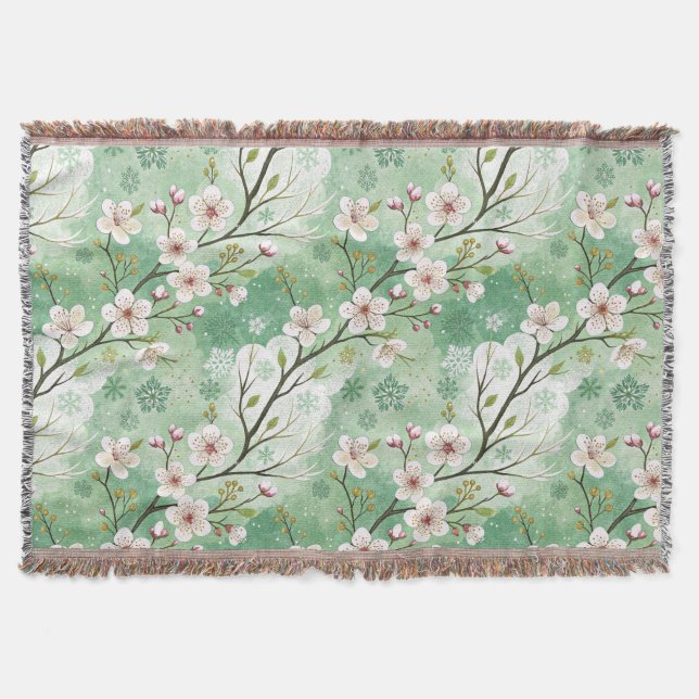 Modern Cherry Blossoms Winter Decke (Vorderseite)