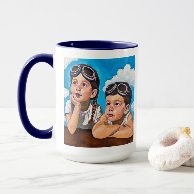 Modern Cherub Painting - Rembrandt Inspired Art Tasse (Mit Donut)