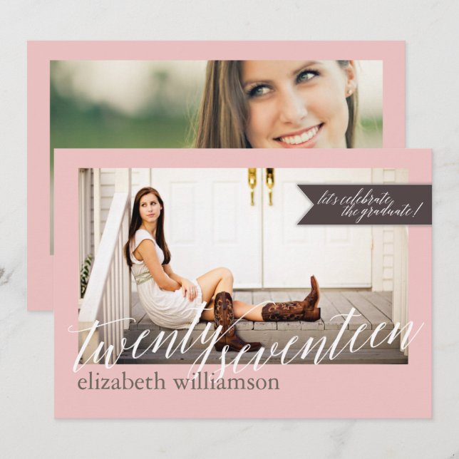 Modern Chic 2017 Foto Graduation Party Einladung (Vorne/Hinten)