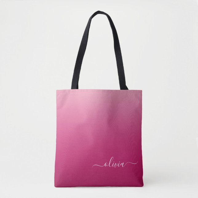 Modern Chic Abstrakt Magenta Burgundy Maroon Ombre Tasche (Vorderseite)
