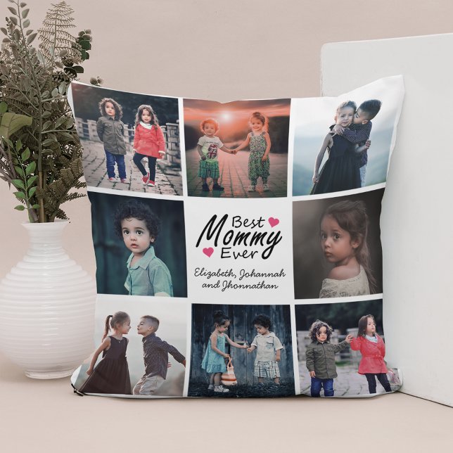 Modern Chic Best Mommy Ever Mother Foto Collage Kissen (Von Creator hochgeladen)