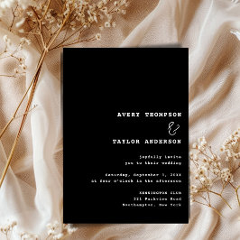 Modern Chic Black and Silver Wedding Folieneinladung