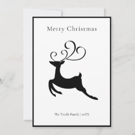 Modern Chic Black and White Reindeer          Feiertagskarte