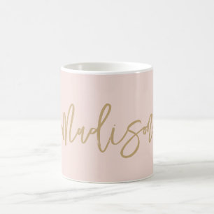 Modern Chic Blush Pink Gold Monogram Script Name Kaffeetasse