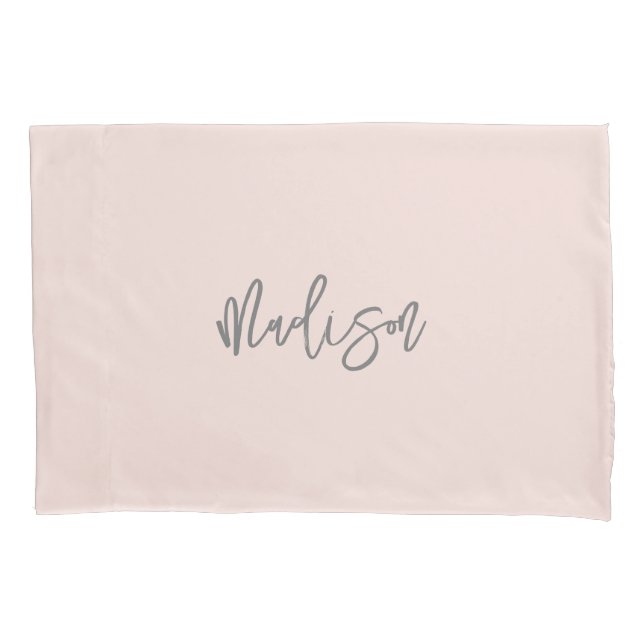 Modern Chic Blush Pink Personalisiert Monogram Nam Kissenbezug (Vorderseite)