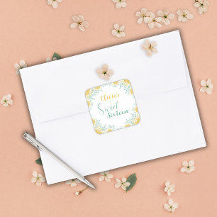 Modern Chic Boho Floral Sweet 16 Geburtstagsparty Quadratischer Aufkleber