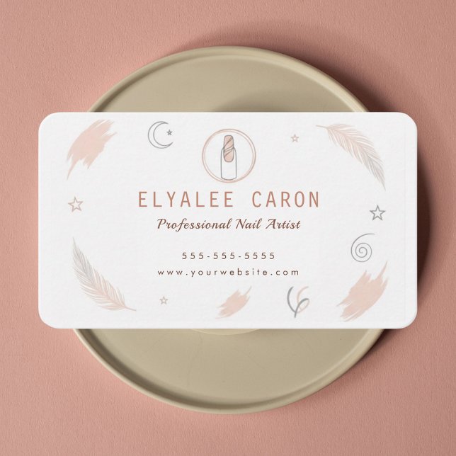 Modern Chic Boho Manicurist Artist Nail Tech Visitenkarte (Von Creator hochgeladen)