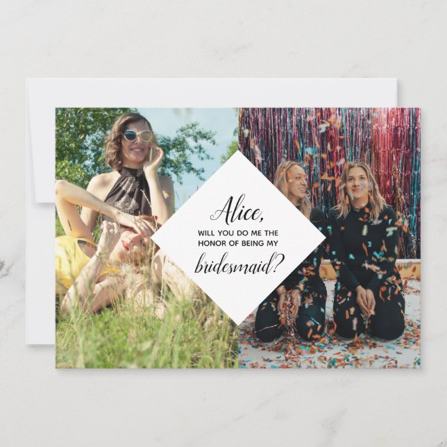 Modern Chic Bridesmaid Vorschlag Modern Collage Einladung (Vorderseite)